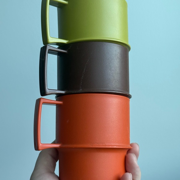 3 Vintage Tupperware 1312 Stacking Coffee Mugs 1970s Drinkware - Picture 16 of 16